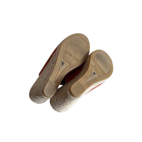 Gaimo Handmade In Spain Orange Suede Espadrille Wedge Slides Size 40 - Picture 5 of 6